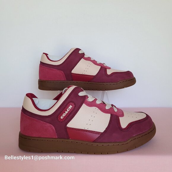 COACH Low Top Leather and Suede Sneakers C201- Pink color- Women’s US Size 8.5B⭐ - Picture 11 of 16